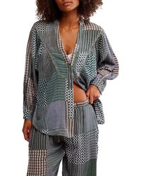 Free People - Night After Night Cotton Button-Up Pajama Shirt - Lyst