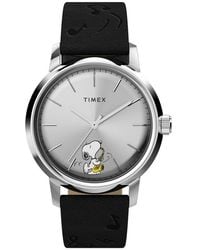 Timex - X Peanuts Marlin Saxophonist Automatic Leather Strap Watch, 40Mm - Lyst