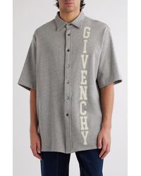 Givenchy - Oversize Logo Short Sleeve Cotton Jersey Button-up Shirt - Lyst