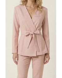 Modenaire - Wrap Blazer With Waist Tie Belt - Lyst