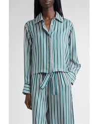 Max Mara - Brama Stripe Crop Silk Button-Up Shirt - Lyst