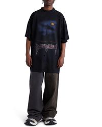 Balenciaga - Paris Moon Oversize Distressed Cotton Graphic T-shirt - Lyst