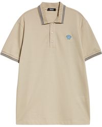 Versace - Tipped Embroidered Medusa Cotton Piqué Polo - Lyst
