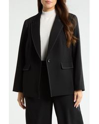 Tahari - Topstitch Detail One-Button Blazer - Lyst