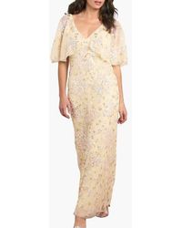 Needle & Thread - Peony Bouquet Sequin V-Neck Cape Gown - Lyst