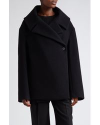 Totême - Oversize Wool Blend Felt Wrap Jacket - Lyst