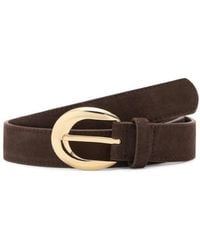 Mango - Oval Buckle Suede Belt - Lyst