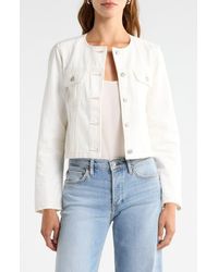 PAIGE - Dean Collarless Denim Jacket - Lyst