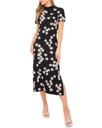 Cece - Flower Jacquard Midi Sweater Dress - Lyst