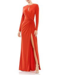 Mac Duggal - Long Sleeve Keyhole Draped Gown - Lyst