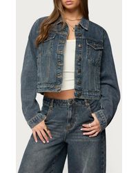 Edikted - Barb Crop Nonstretch Denim Jacket - Lyst