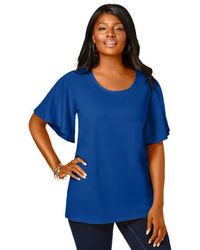 Jessica London - Stretch Knit Flutter Sleeve Tunic - Lyst