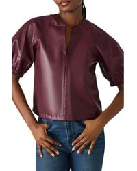 Steve Madden - Roxanne Short Sleeve Faux Leather Top - Lyst
