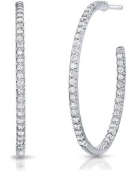 Roberto Coin - Large Pavé Diamond Inside Out Hoop Earrings - Lyst