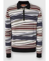 Missoni - Long Sleeve Polo With Zip And Striped Zigzag Pattern - Lyst