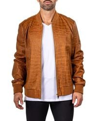 Maceoo - Marthyr Croc Embossed Leather Bomber Jacket - Lyst