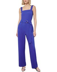 Ming Wang - Belted Crepe Jumpsuit - Lyst