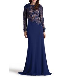 Tadashi Shoji - Floral Embroidery Long Sleeve Lace Gown - Lyst