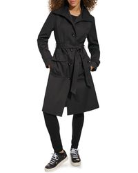 Karl Lagerfeld - Wing Collar Belted Single Breasted Trench Coat - Lyst
