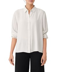 Eileen Fisher - Classic Collar Easy Silk Button-up Shirt - Lyst