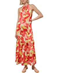 Ming Wang - Floral Sleeveless Ruffle Hem Maxi Dress - Lyst