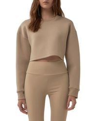 Grey Lab - Lounge Wear Crop Crewneck Sweatshirt - Lyst