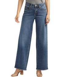 Silver Jeans Co. - Suki Curvy Mid Rise Wide Leg Jeans - Lyst