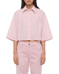 Helmut Lang - Button Back Boxy Cotton Cotton Button-Up Shirt - Lyst