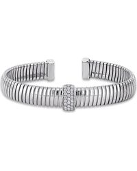 Julianna B - Cubic Zirconia Omega Design Open Bangle - Lyst