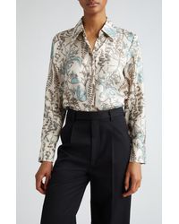 Lafayette 148 New York - Floral Trail Silk Twill Button-up Shirt - Lyst