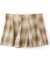 Mango - Pleated Check Miniskirt - Lyst