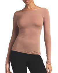 Skims - Sheer Modal Blend Long Sleeve Boat Neck Top - Lyst