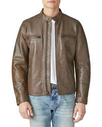 Lucky Brand Triumph Tiger Bonneville Leather Jacket in Black for