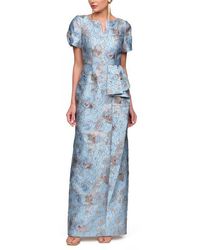 JS Collections - Daria Floral Puff Sleeve Column Gown - Lyst