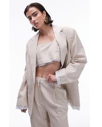 TOPSHOP - Oversize Cotton & Linen Jacket - Lyst