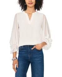 Vince Camuto - Split Neck Long Sleeve Top - Lyst