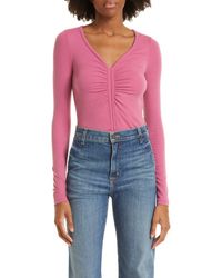 ATM - Rib Knit V-Neck Top - Lyst