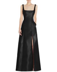 Alfred Sung - Square Neck Satin A-line Gown - Lyst