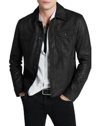 John Varvatos - Andrew Sheepskin Leather Trucker Jacket - Lyst
