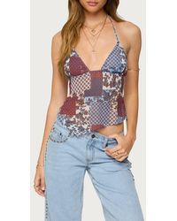 Edikted - Mixed Patchwork Backless Halter Tank - Lyst