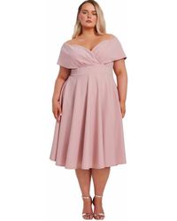 Quiz - Plus Size Scuba Crepe Bardot Wrap Midi Skater Dress - Lyst