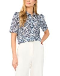 Halogen® - Floral Puff Sleeve Button-Up Top - Lyst