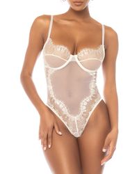 MAPALE - Mesh & Lace Underwire Teddy - Lyst