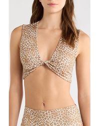 Ramy Brook - Olivia Leopard Twist Front Bikini Top - Lyst