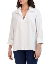 Foxcroft - Agnes Split Cuff Popover Blouse - Lyst