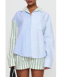 Princess Polly - Get The Picture Mixed Stripe Recycled Cotton Button-Up Shirt - Lyst