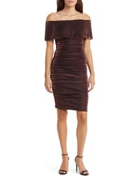Vince Camuto - Metallic Off The Shoulder Cocktail Dress - Lyst