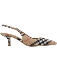 Burberry - Check Dame Pointed Toe Slingback Pump - Lyst