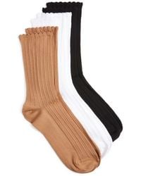 Hue - 3-Pack Scalloped Pointelle Crew Socks - Lyst