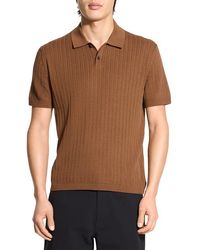 Theory - Cable Short Sleeve Cotton Blend Polo Sweater - Lyst